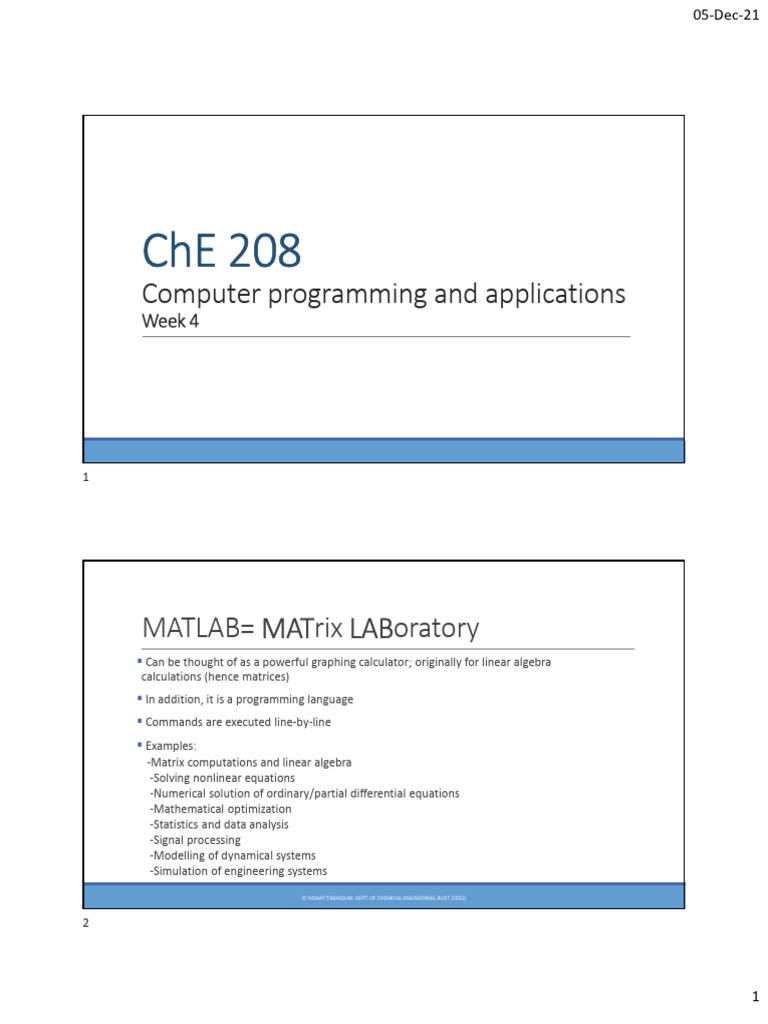 MATLAB Programming Basics Guide | PDF | Matrix (Mathematics) | Matlab