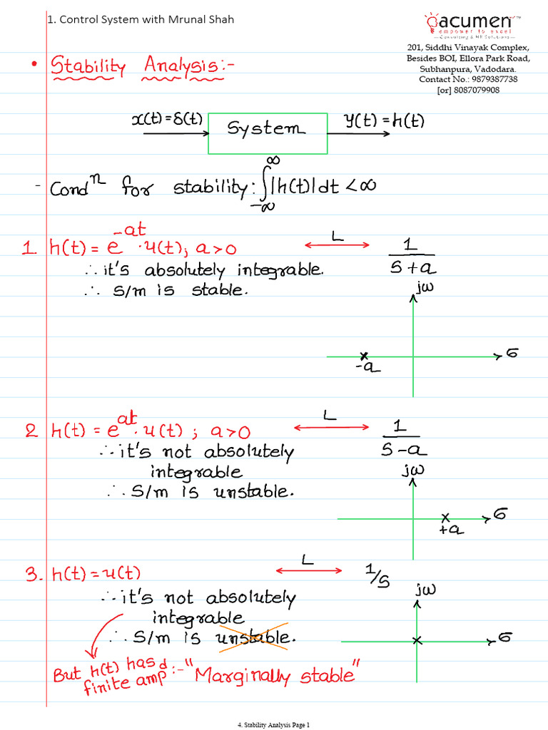 Stability Analysis - Short Notes (GATE EE - EC) | PDF | Chess Theory ...