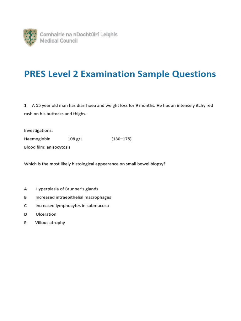 PRES Level 2 Exam Sample Questions | PDF | Breathing | Lung