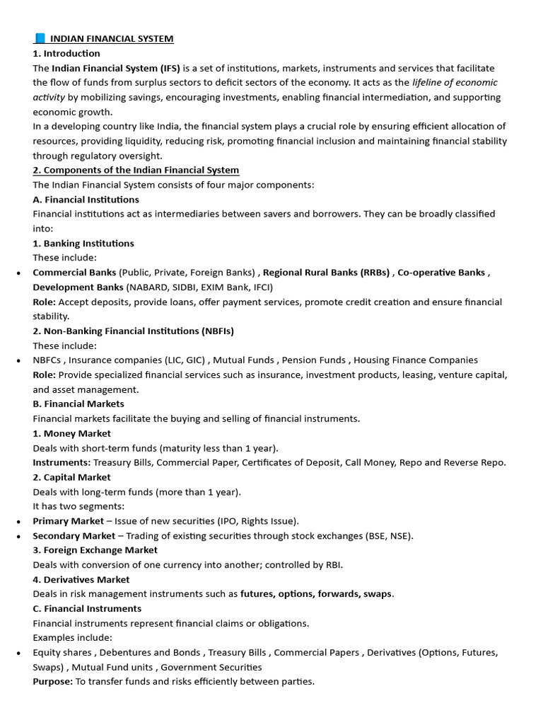 Overview of the Indian Financial System | PDF | Insurance | Money Market