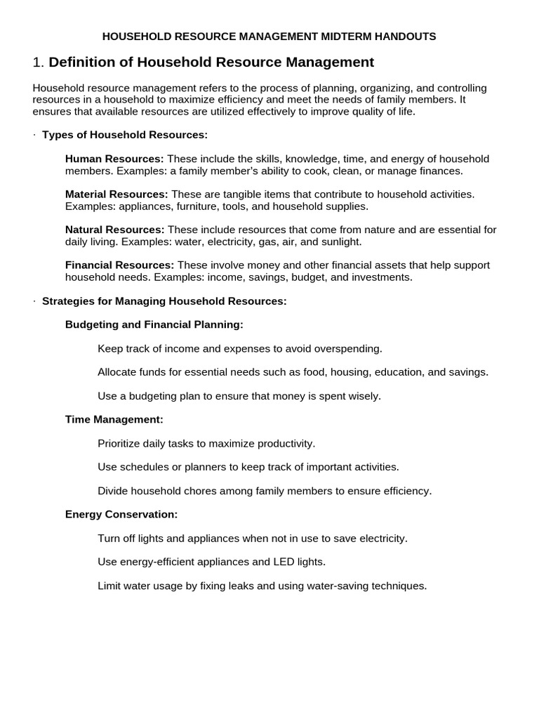 Household Resource Management Guide | PDF | Investment Fund | Investing