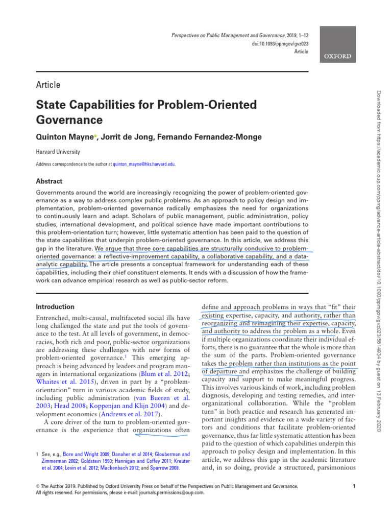 State Capabilities for Problem Governance | PDF | Governance | Bureaucracy