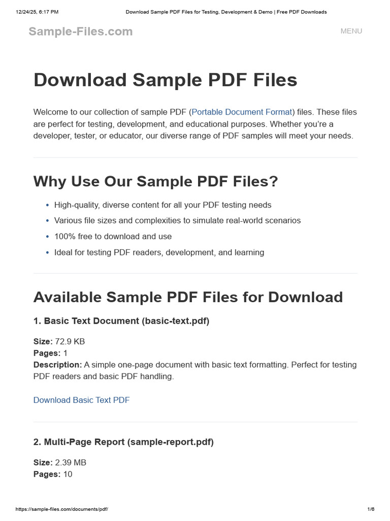 Free Sample PDF Files for Testing | PDF | Computer File Formats ...