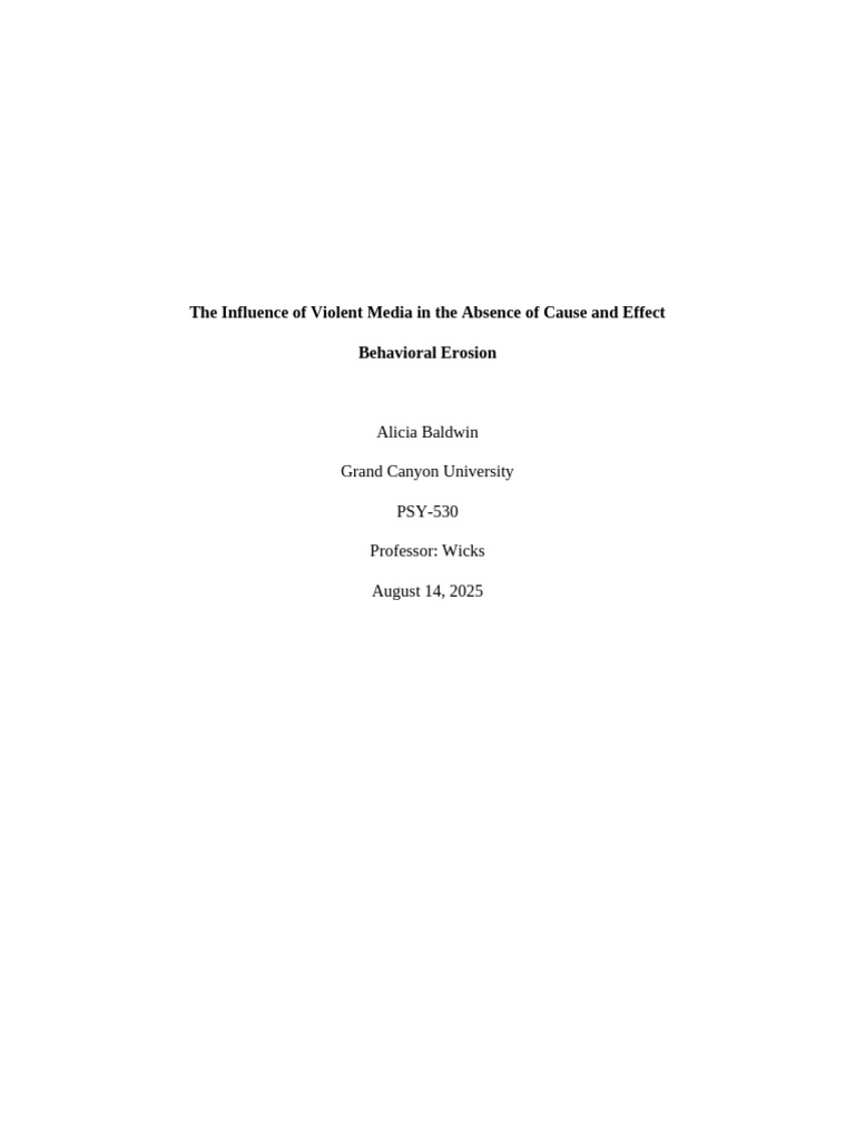 The Influence of Violent Media in the Absence of Cause and Effect | PDF ...