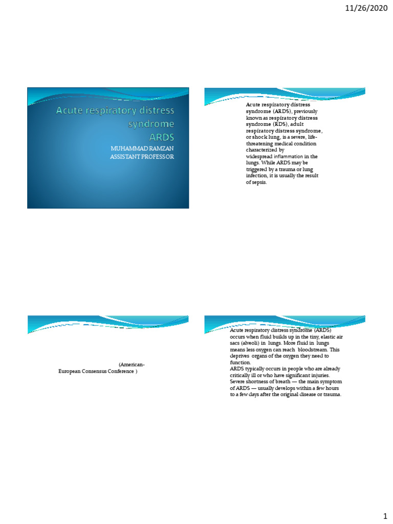 Acute Respiratory Distress Syndrome PDF | PDF | Lung | Respiratory System