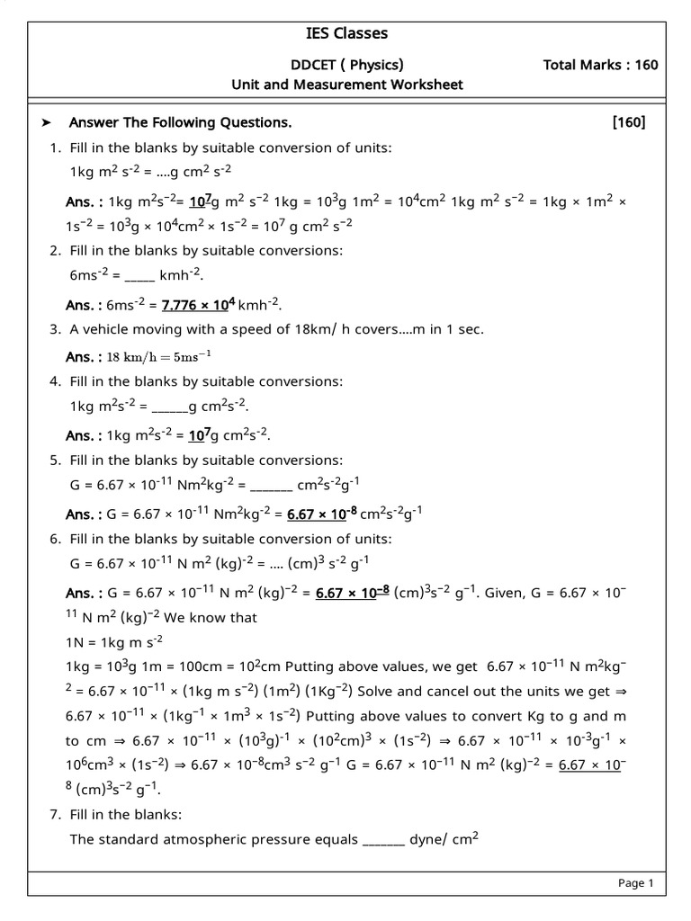 Unit Conversion and Measurement Errors Guide | PDF | Area | Significant ...