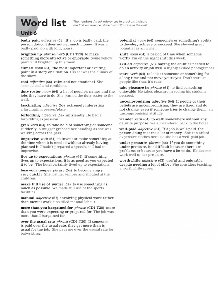 Word List U 6 | PDF