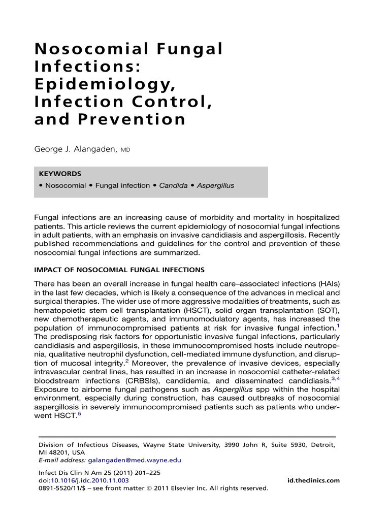 Nosocomial Fungal Infections | PDF | Candida (Fungus) | Candidiasis