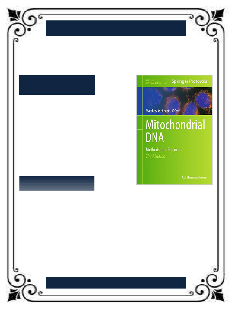 Mitochondrial DNA Methods and Protocols 3rd Edition Matthew Mckenzie ...