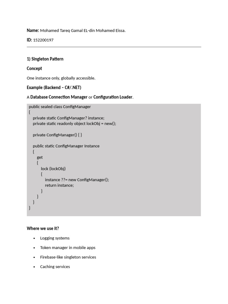 Design Patterns in C# Explained | PDF | Class (Computer Programming ...