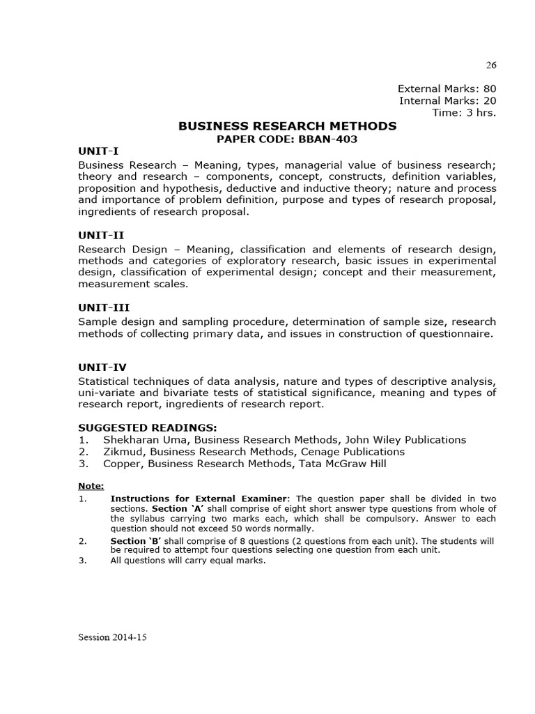Business Research Methods Exam Guide | PDF