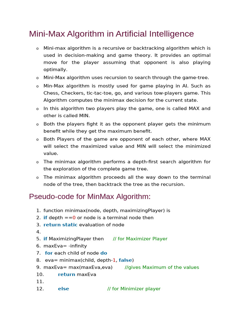 minimax (1) | PDF | Algorithms And Data Structures | Applied Mathematics