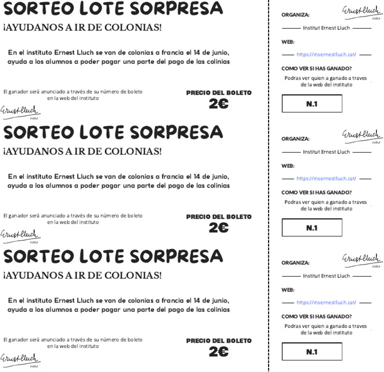 Boleto Rifa Con Causa Simple Blanco y Negro | PDF