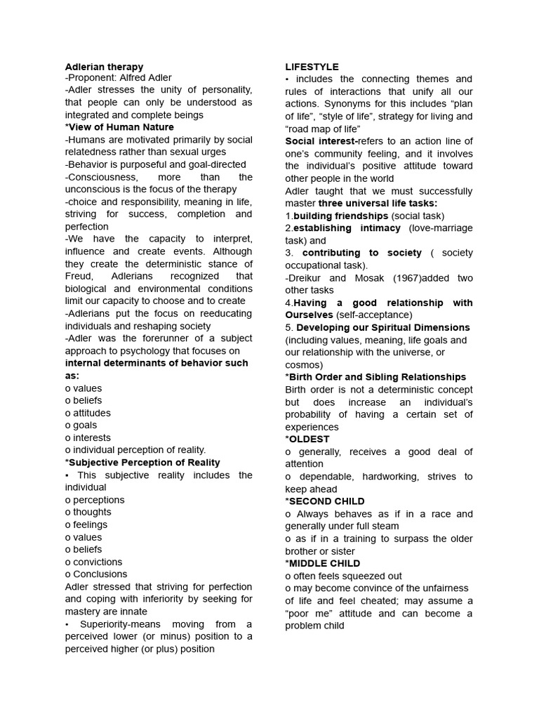 Understanding Adlerian Therapy Principles | PDF | Psychotherapy ...