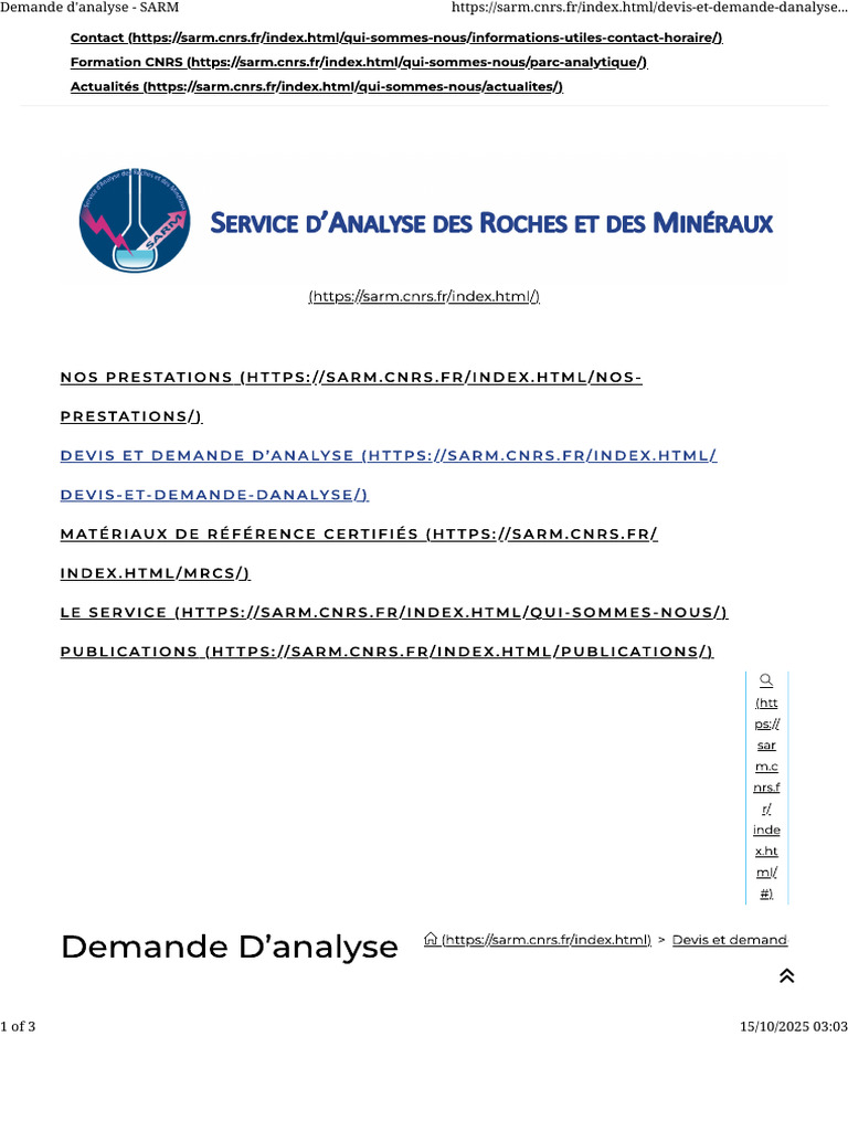 Demande d'analyse SARM en ligne | PDF