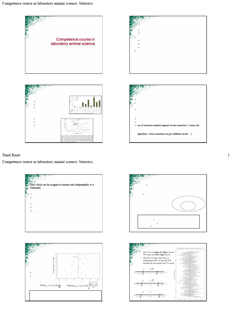 Laboratory Animal Science Statistics Course | PDF | Statistics | Type I ...