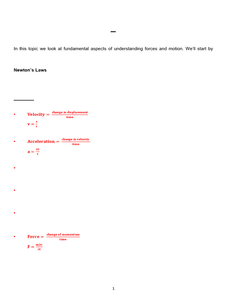 Forces and Motion in AQA GCSE Physics | PDF | Force | Newton's Laws Of ...
