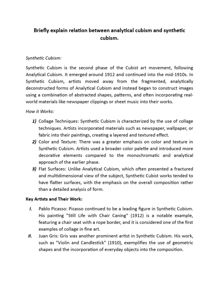 Analyzing Cubism: Key Differences Explained | PDF | Cubism | Collage