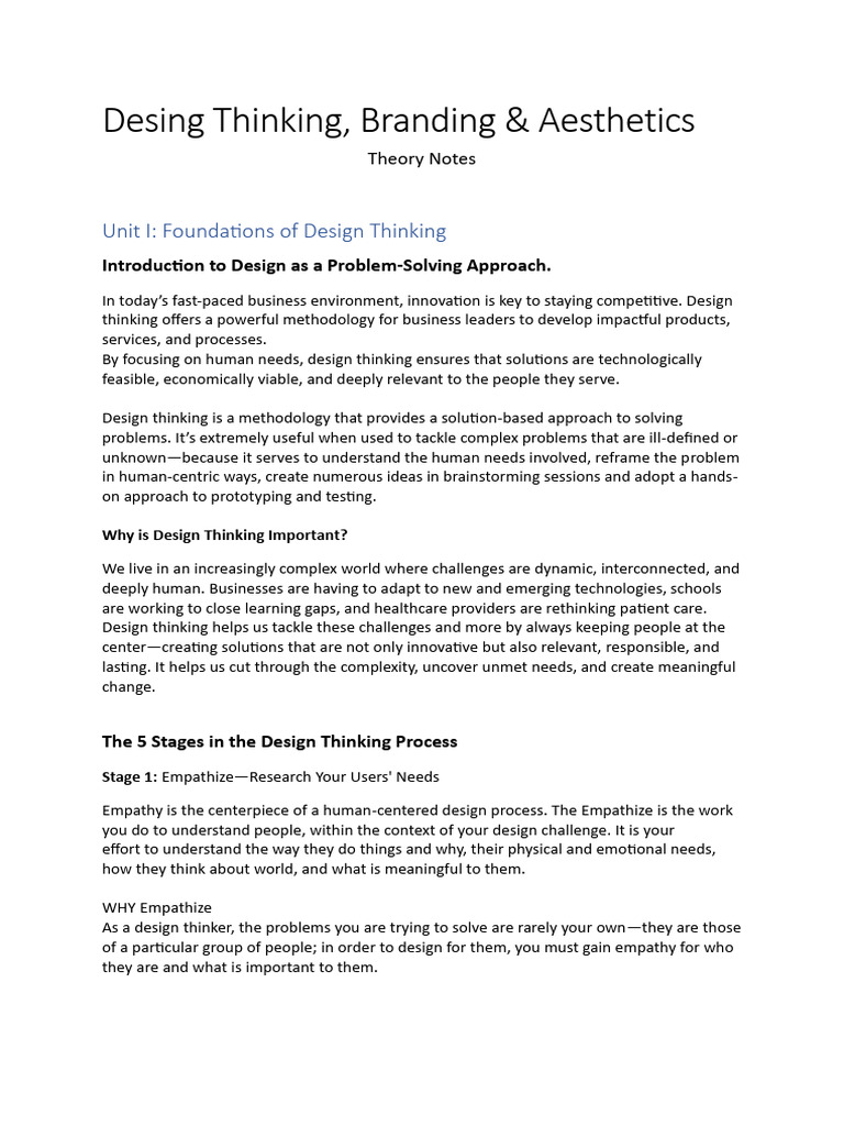 MFA Notes - Desing Thinking | PDF | Brand | Typography