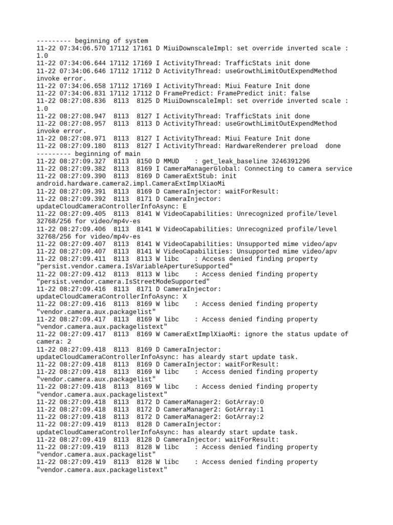 Camera Initialization Logs Analysis | PDF | Computing | Computer ...