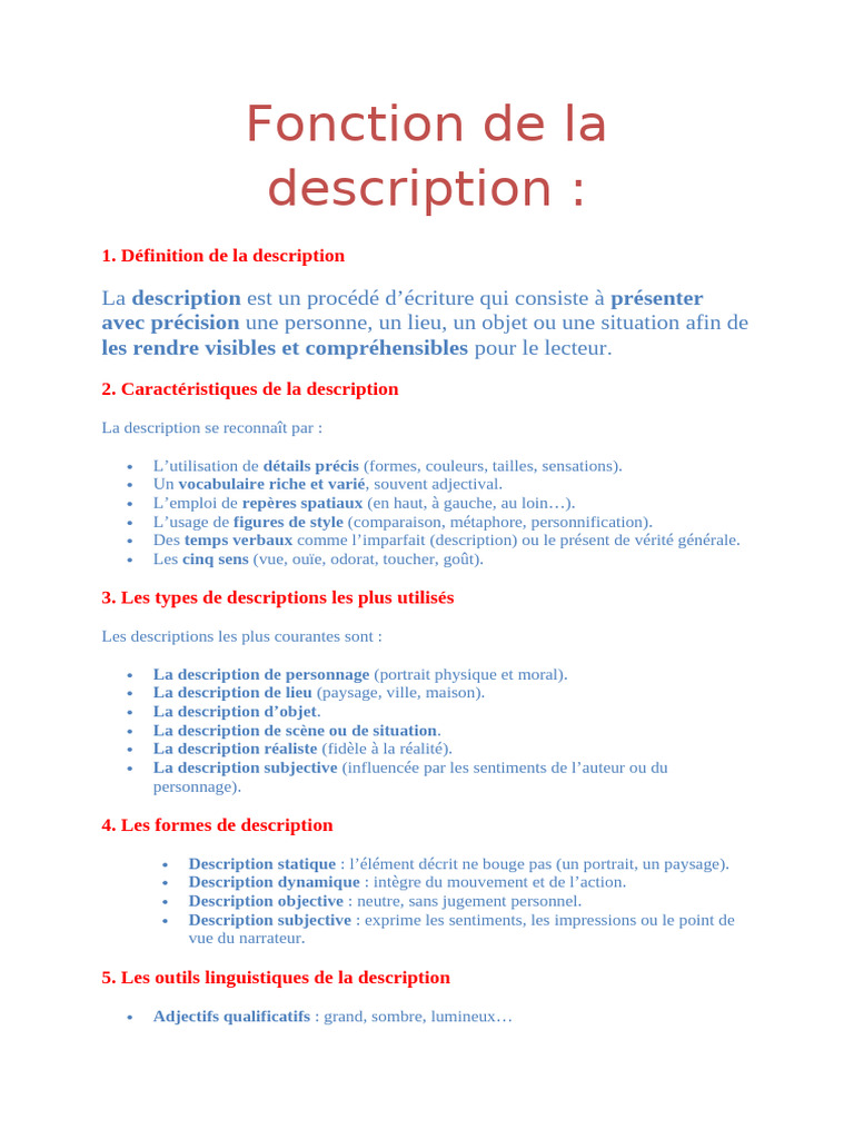 Guide complet sur la description écrite | PDF