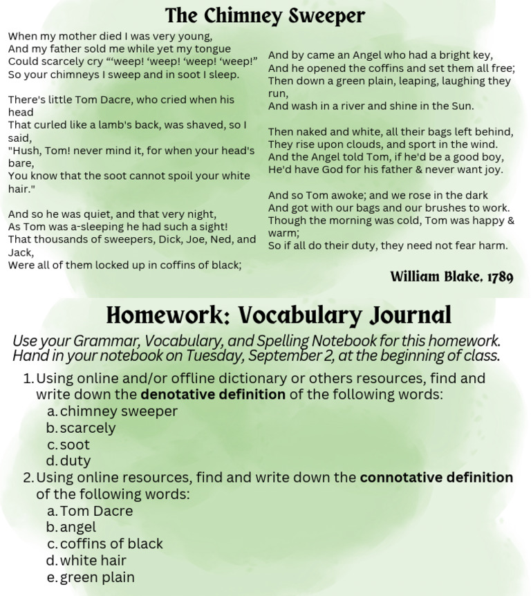 9 ELA Homework Reading Poetry | PDF