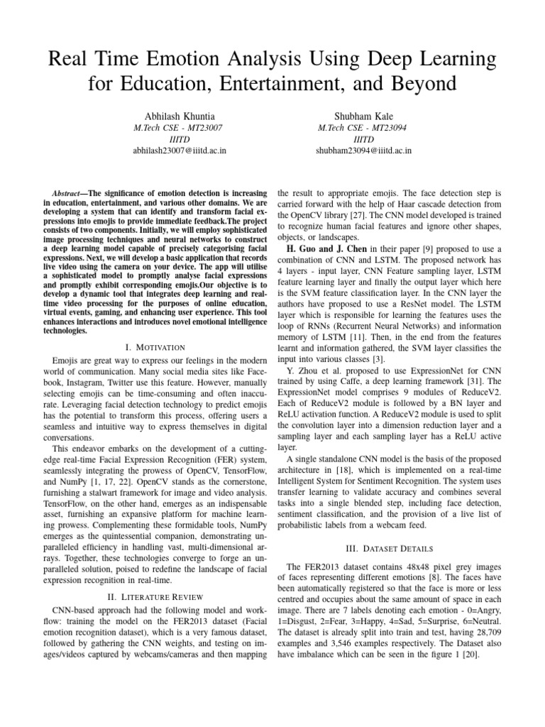 Real-Time Emotion Detection System | PDF | Deep Learning | Machine Learning