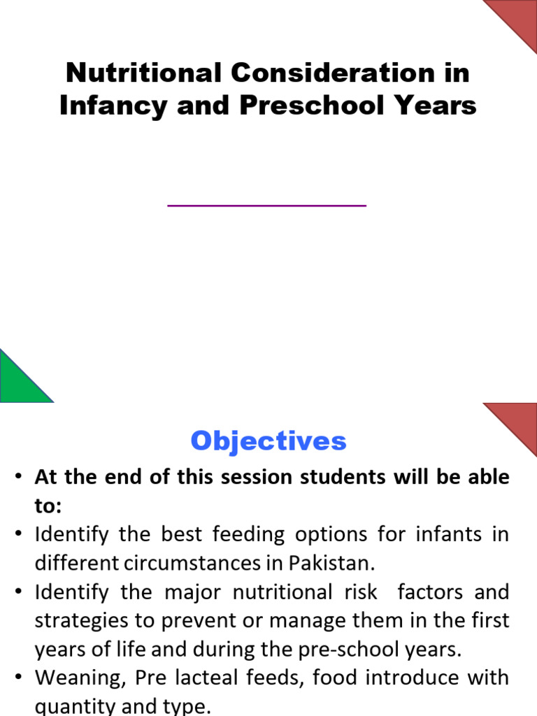Nutritional Guidelines for Infants and Preschoolers | PDF ...