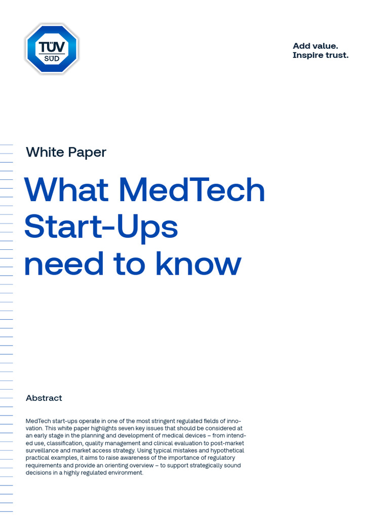 T V S D White Paper For Medtech Start Ups 1765547507 | PDF | Medical ...
