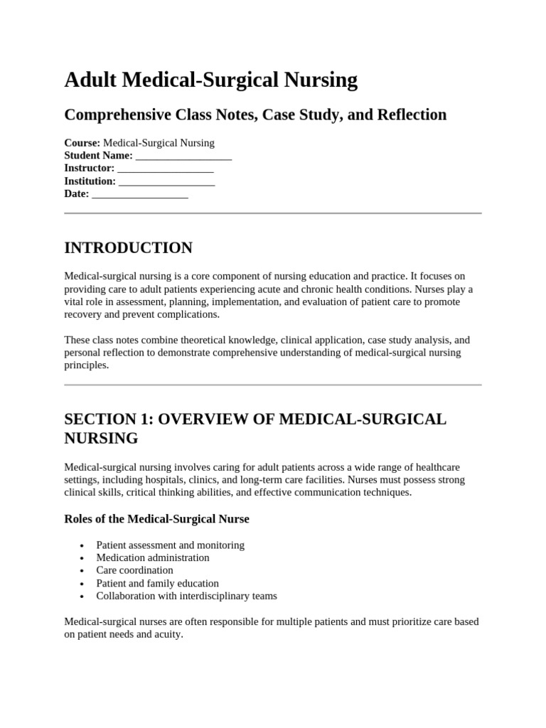 Nursing Class Note Document 1 | PDF | Nursing | Medical Diagnosis