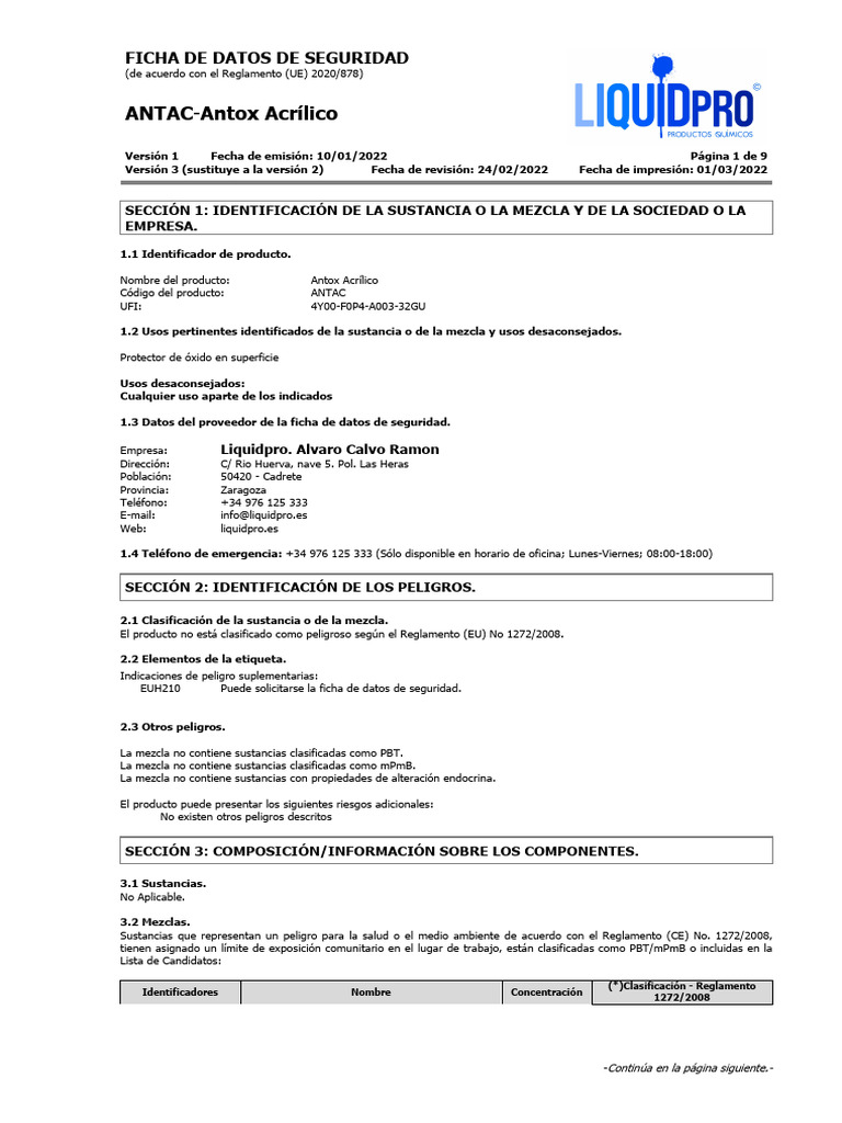 ANTAC - Antox Acrílico (Español) | PDF | Toxicidad | Agua