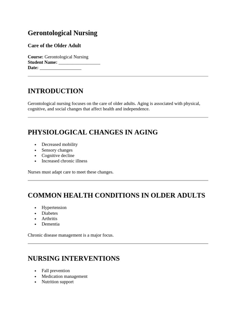 Gerontological Nursing for Older Adults | PDF | Gerontological Nursing ...