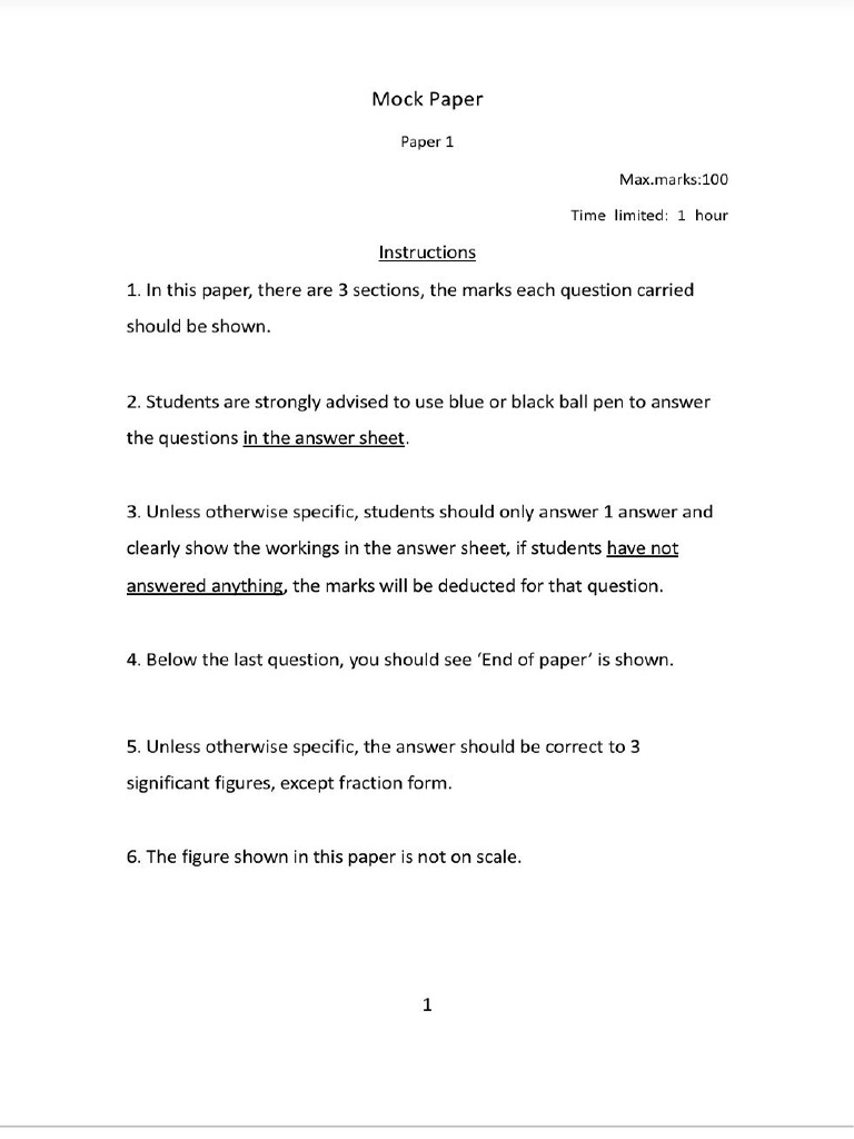 Mock Paper I Student | PDF