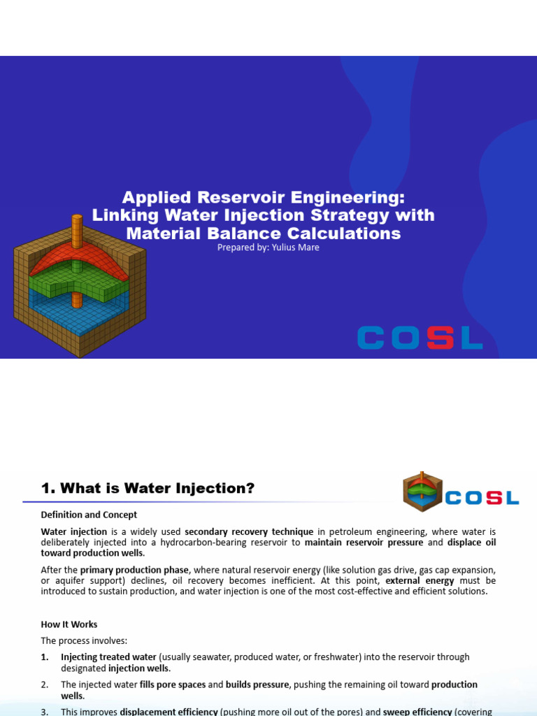 Water Injection & Material Balance in Reservoirs | PDF | Petroleum ...