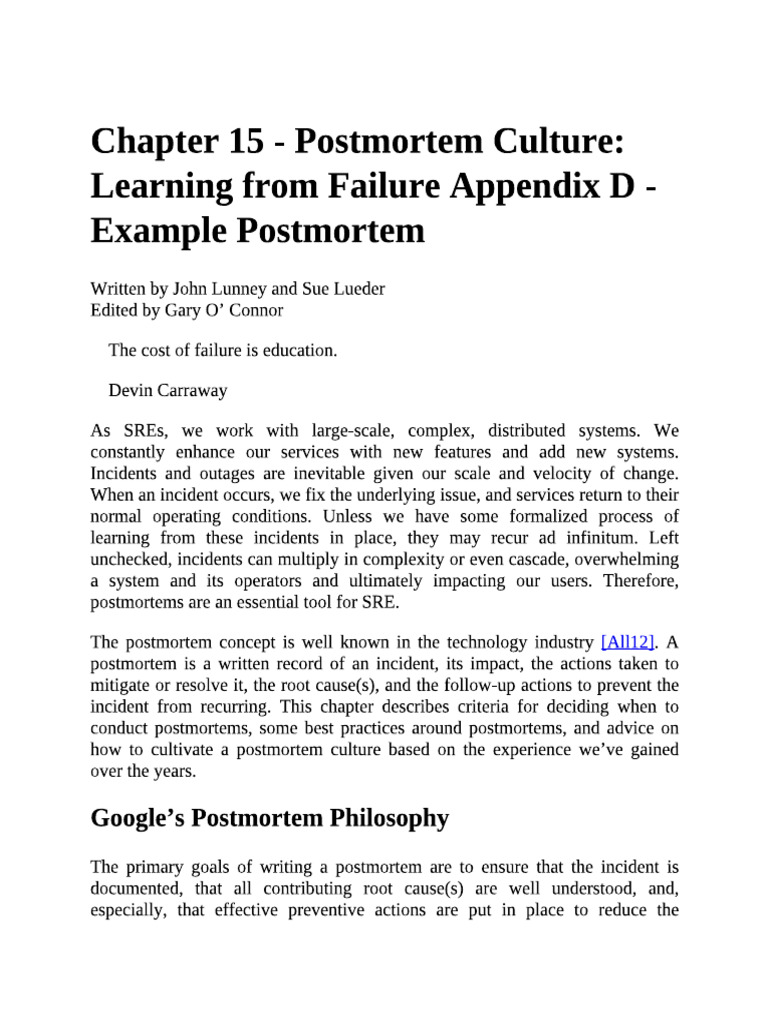 Postmortem | PDF