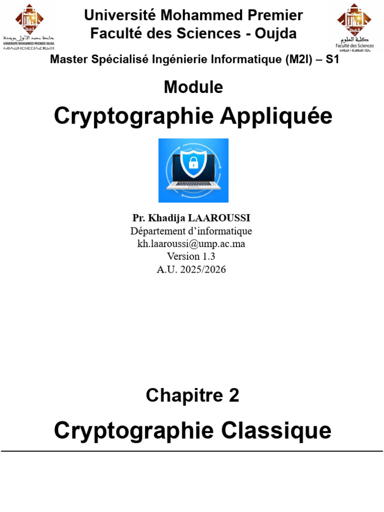 Introduction à la Cryptographie Classique | PDF | Cryptage | Cryptanalyse