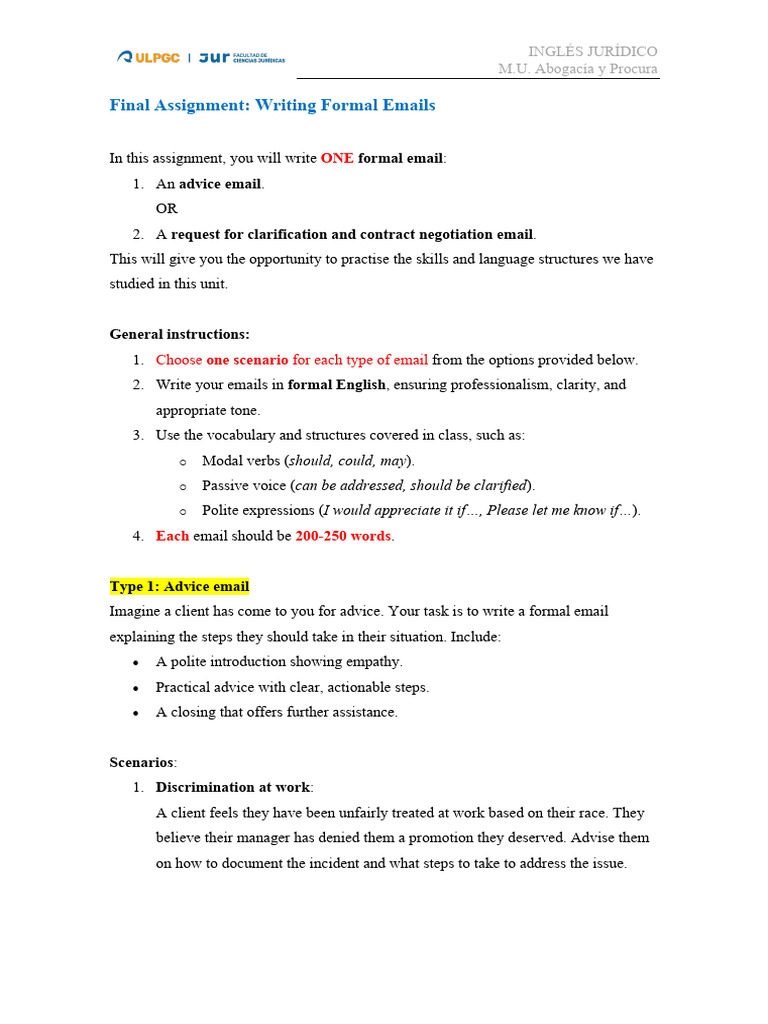 Formal Email Writing in Legal English | PDF | English Language | Argument