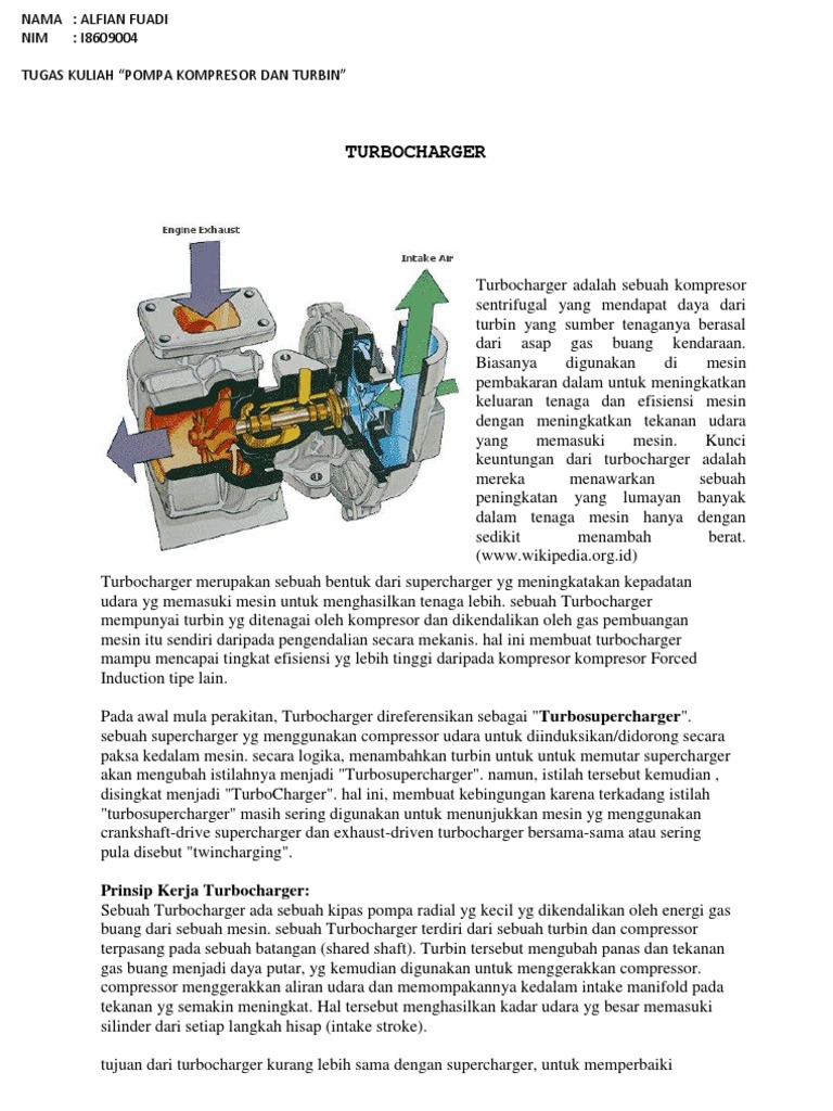 Fungsi dan Prinsip Kerja Turbocharger | PDF | Teknologi & Rekayasa