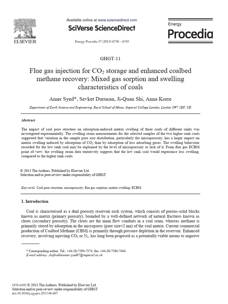 CO2 Adsorption Effects on Coal Swelling | PDF | Adsorption | Porosity