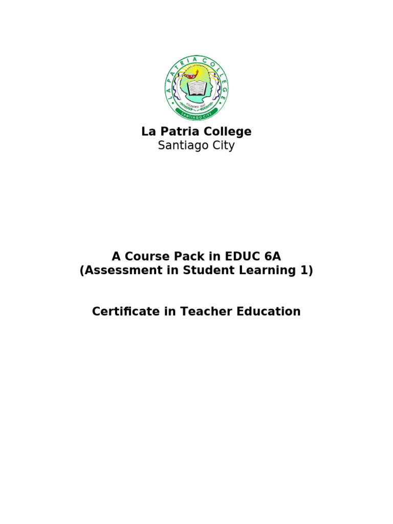 EDUC 6A Course Pack: Student Assessment | PDF | Educational Assessment ...