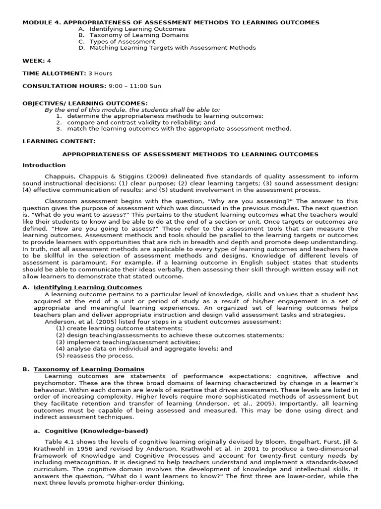 MODULE 4_123824 | PDF | Educational Assessment | Learning