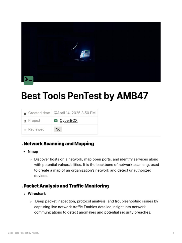 Essential PenTest Tools Guide | PDF | Penetration Test | Security