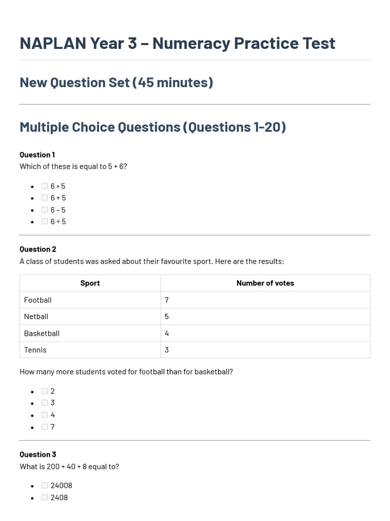 Naplan 2012 Final Test Numeracy Year 3 Q2 | PDF | Shape | Euclidean ...