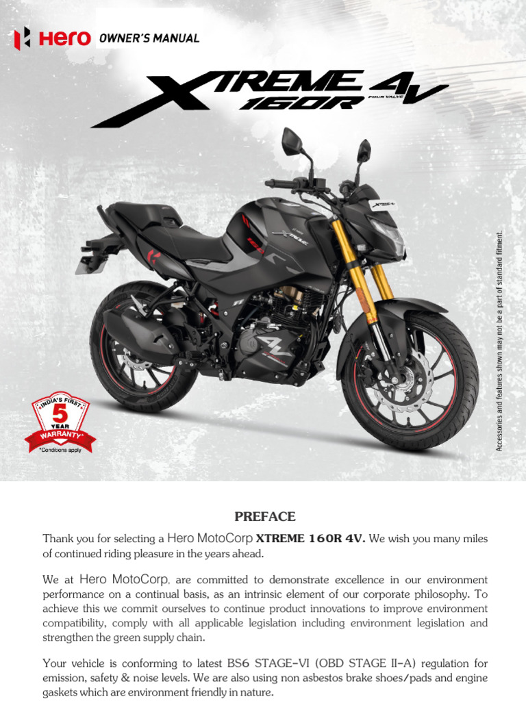 Hero MotoCorp XTREME 160R 4V Manual | PDF | Anti Lock Braking System ...