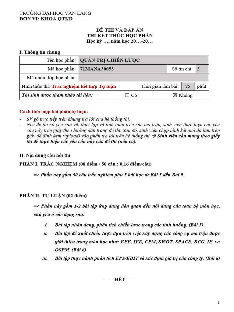 Sample 251 End-Term Exam - Strategic Management | PDF