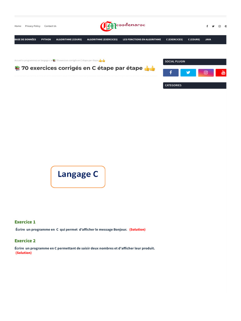 70 Exercices Corrigés en C | PDF | Programmation informatique | Génie ...