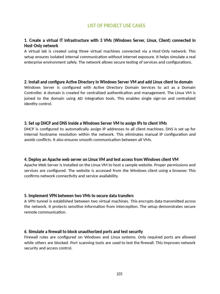 Virtual Lab Project Use Cases Guide | PDF | Computer Network | Virtual ...