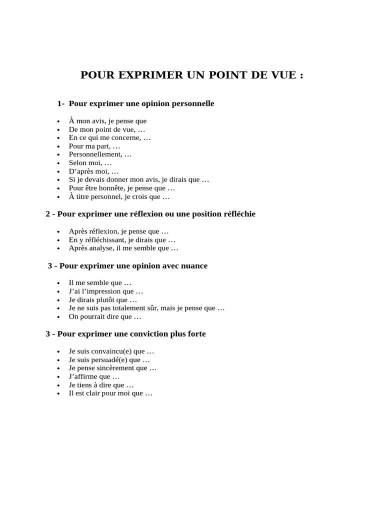 Expressions pour donner son avis | PDF
