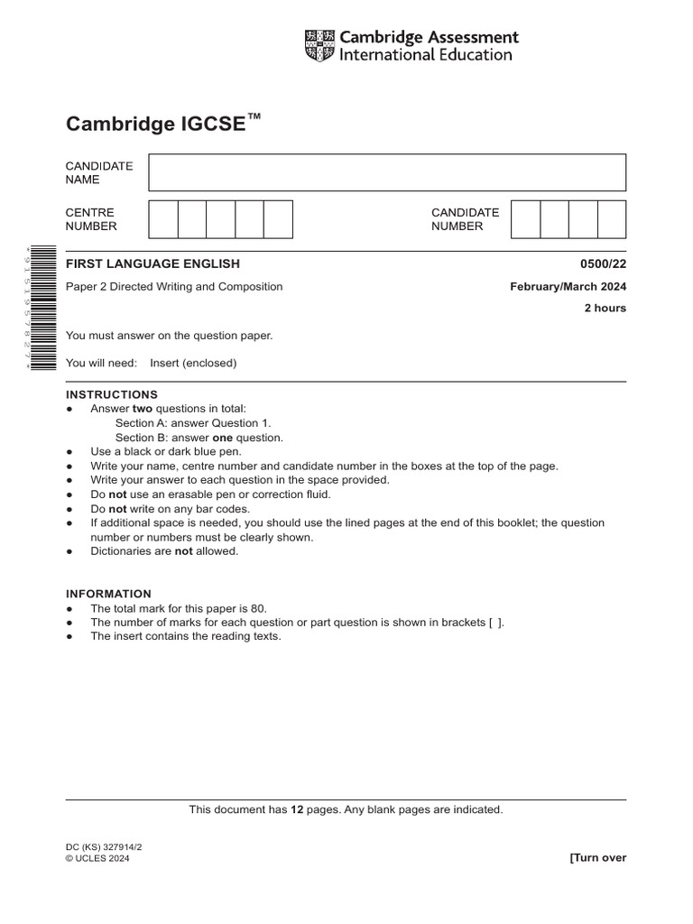 IGCSE English Directed Writing Guide | PDF | Cognition | Psychological ...