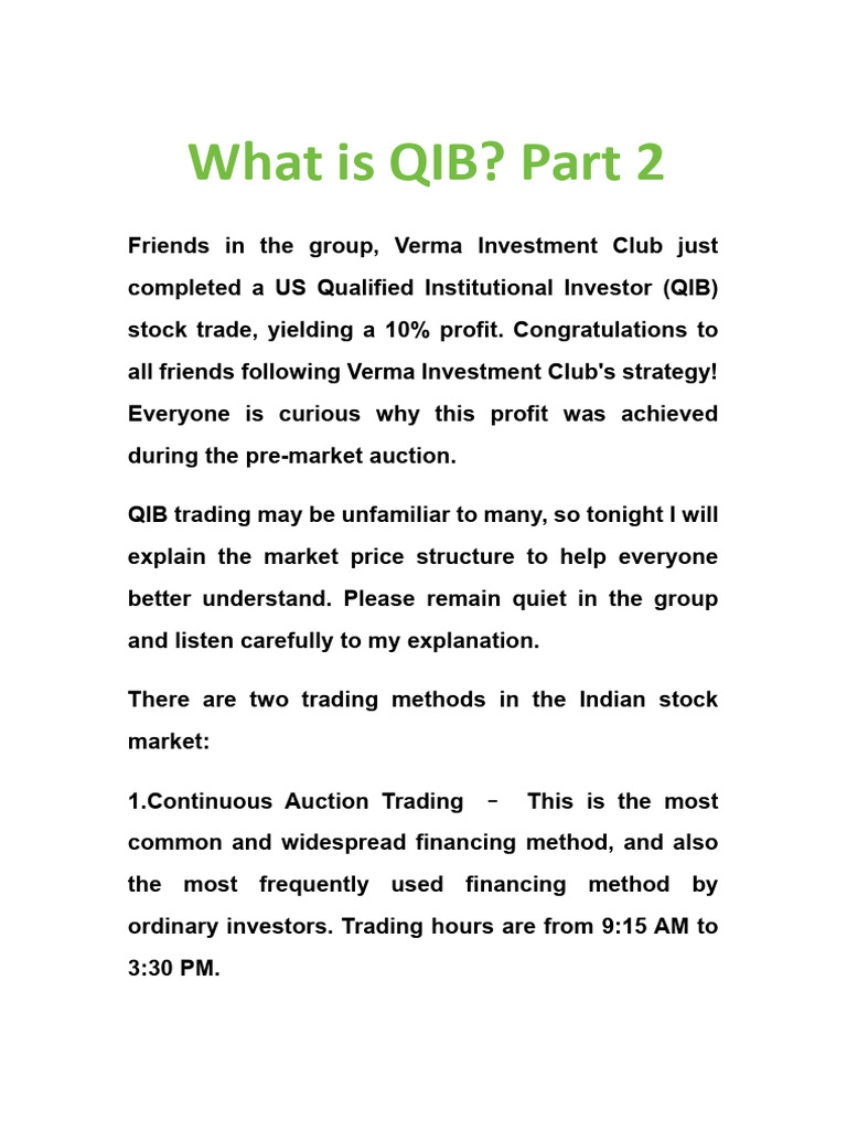 Understanding QIB Trading in India | PDF | Investing | Stocks